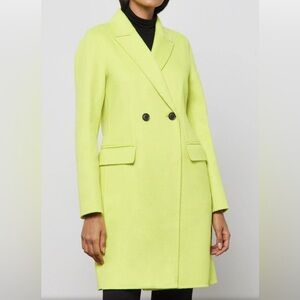 NWT BCBGMAXAZRIA Phoebe Double Face Wool Coat Lemon XXS